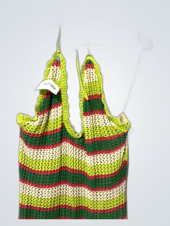Crochet Striped Halter Neck Dress