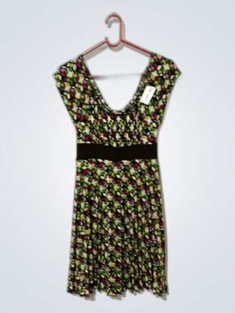 Dress with Green and Purple Pattern