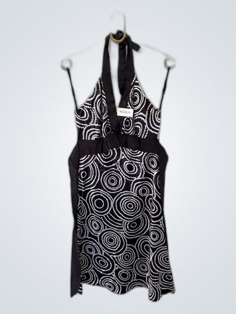 Black and White Halter Neck Dress