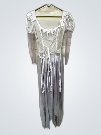 White Dress with Sheer Sleeves