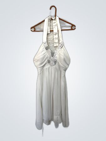 White Halter Neck Dress
