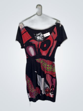 Neus Brand Black Red Abstract Pattern Dress