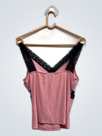 Pink Lace Trim Top