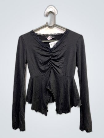 Black Long Sleeve Peplum Top
