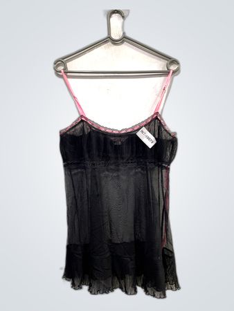 Black Sheer Camisole with Pink Trim