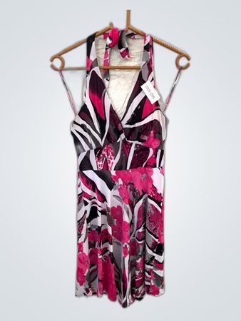 Pink Floral Halter Neck Dress