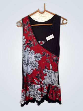Red and Black Floral Dress