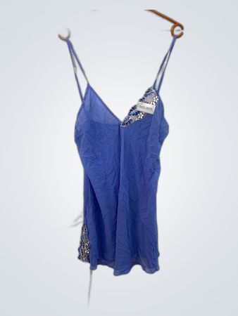 Blue Chemise with Floral Lace Details