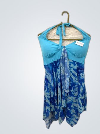 Blue Tie-Dye Halter Dress