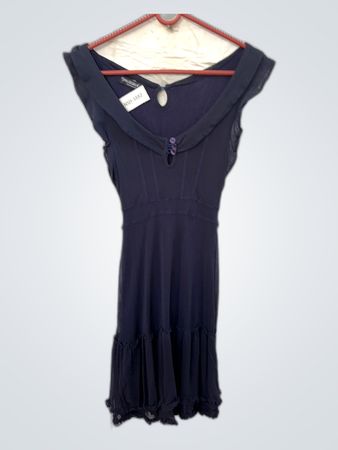 Navy Blue Off-The-Shoulder Dress