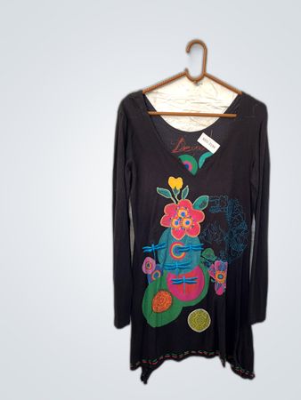 Desigual Black Floral Long Sleeve Top