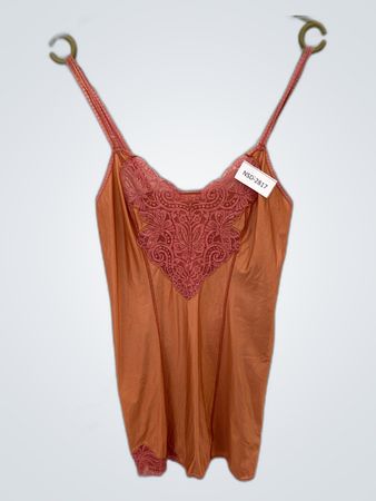 Women's Orange Lace Trim Chemise