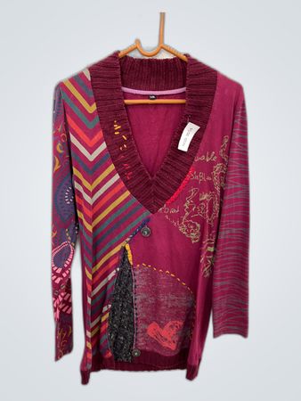 Maroon Patchwork Sweater