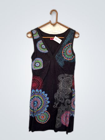 Black Sleeveless Dress with Colorful Mandala Design