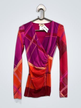 Fuzzi Plaid Long-Sleeve Top