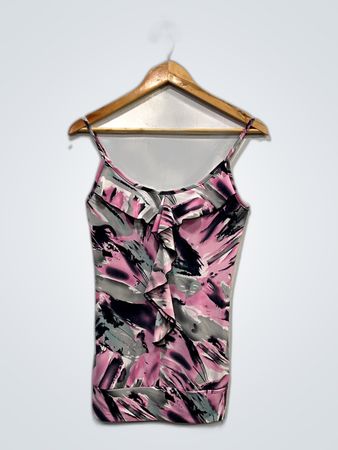Blouse with Pink Gray Black Pattern