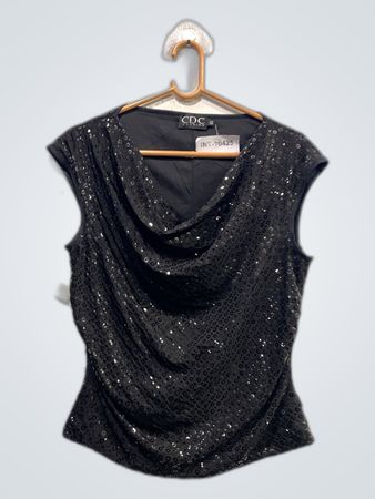 Sequined Cowl Neck Top