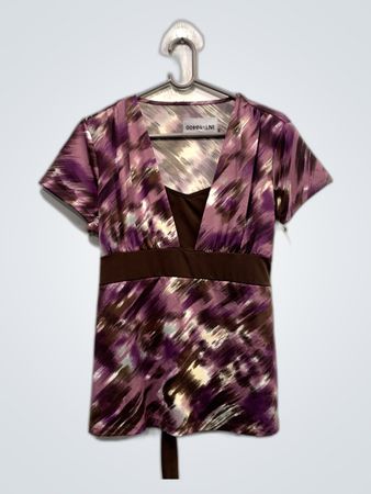 Purple and Brown Wrap Dress