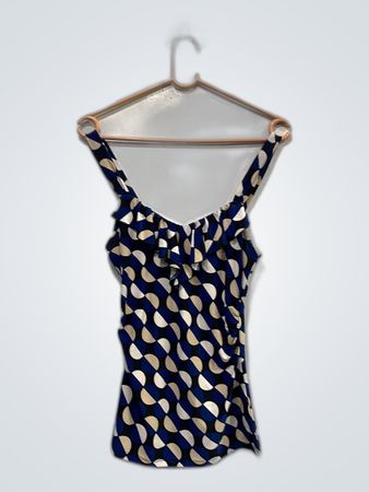 Blue and White Polka Dot Top