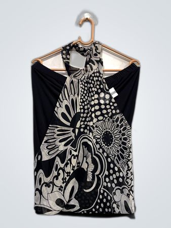 Black and White Halter Neck Dress