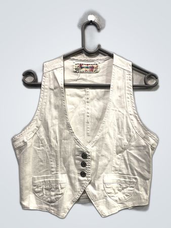 White Denim Vest