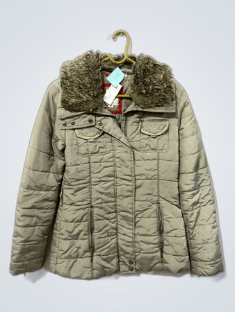 Puffer Coat with Fur Collar