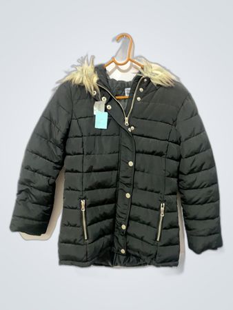 Puffer Coat with Fur Trim