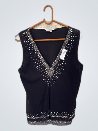 J.Taylor Black Sequined Top