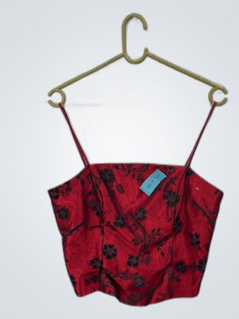 Red Floral Corset Top