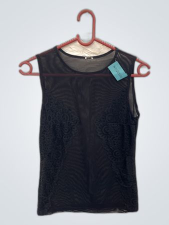Black Mesh Sleeveless Top