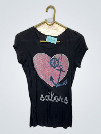 Black T-Shirt with Anchor Design