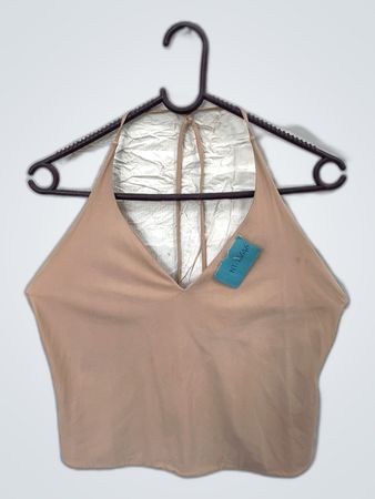 Beige halter neck top