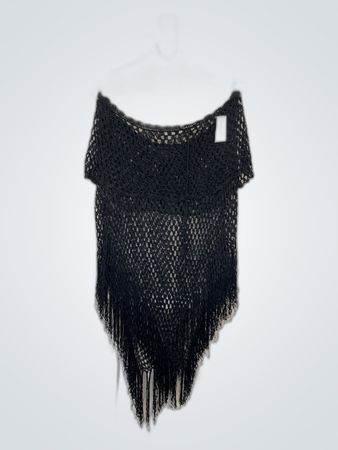 Black Crochet Fringe Top