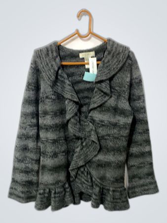Gray Striped Knit Top