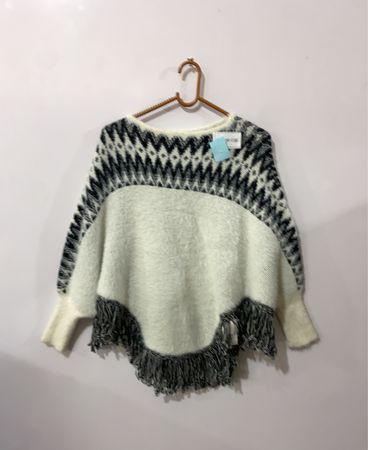 Fringed Poncho Sweater