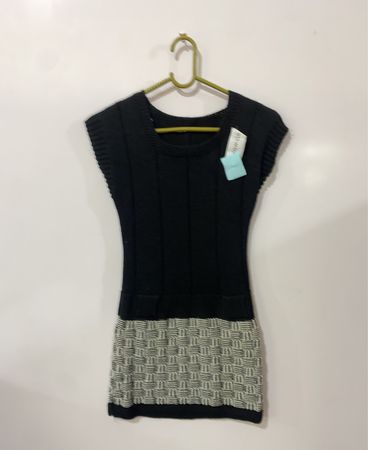 Black and White Knit Dress