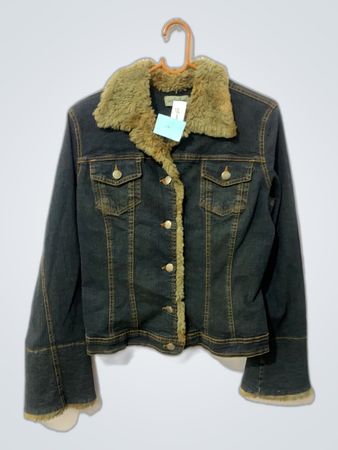 Denim Jacket with Fur Trim