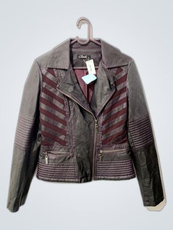 Ariel Gray and Purple Leather Jacket