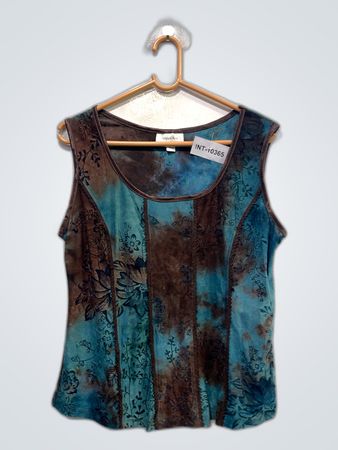 Blue and Brown Floral Top