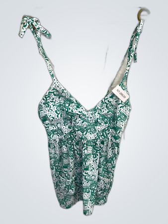 Green and White Patterned Top