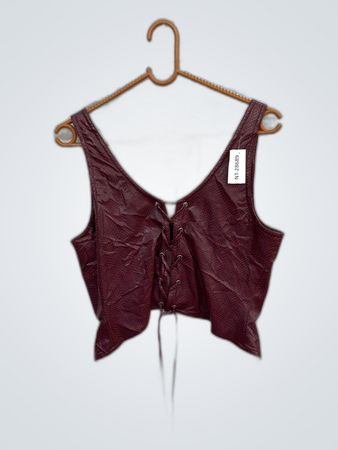 Maroon Lace-up Corset Top