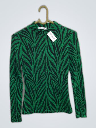 Green Zebra Print Long-Sleeve Shirt