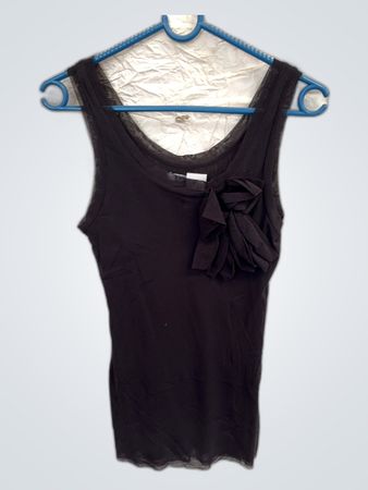 Black Blouse with Ruffled Detail