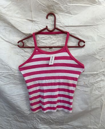 Pink and White Striped Tank Top
