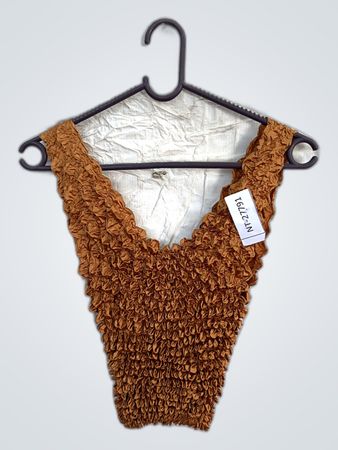 Brown Ruffled Top