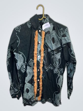 Black Long Sleeve Shirt with White Designs