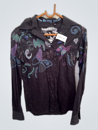 Black Butterfly Embroidered Shirt
