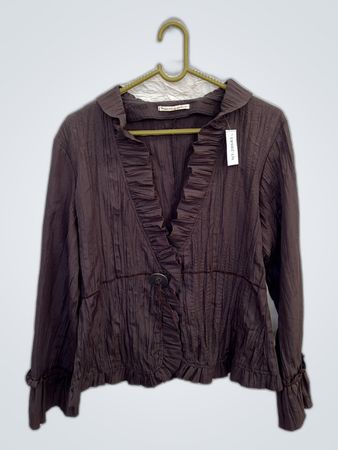 Brown Ruffled Blouse