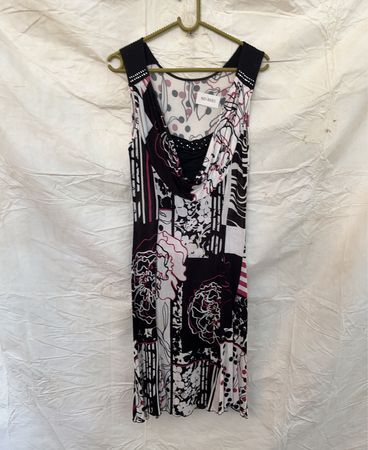 Dress with Black White and Pink Pattern