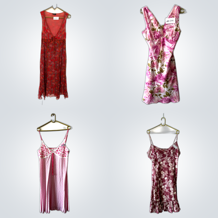 Conjunto de vestidos deslizantes florales vintage